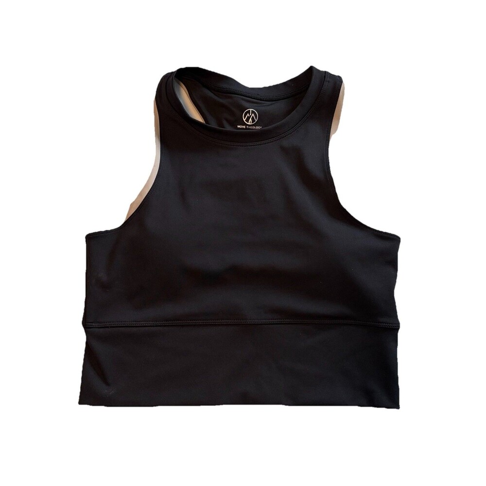 Move Theology Women Medium Black Racerback Sport Bra Sportswear Gym Streetwear